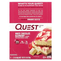 Quest Nutrition Protein Bar, White Chocolate Raspberry, 12 Bars, 2.12 oz (60 g) Each