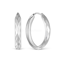 Серьги-конго из серебра с алмазной огранкой родированные - диаметр 2 см шс7-2,0р