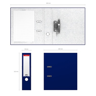 Папка-регистратор А4, 70 мм, ErichKrause Granite, собранный, синий, пластиковый карман, картон 1.75 мм, вместимость 450 листов