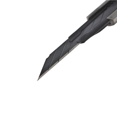 Нож канцелярский 9мм металл + лезвие, 5 штук черных, TOP