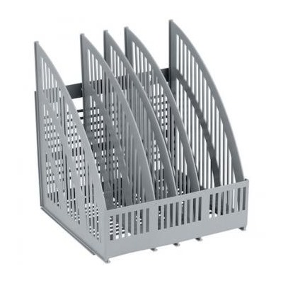 Лоток для бумаг вертикальный  4 отд. сборный пластиковый серый  LINE ЛТ457 Стамм {Россия}