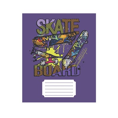 Тетрадь 12 листов в линию Calligrata "SkateBoard", обложка мелованная бумага, ВД-лак, блок №2 (серые листы), МИКС