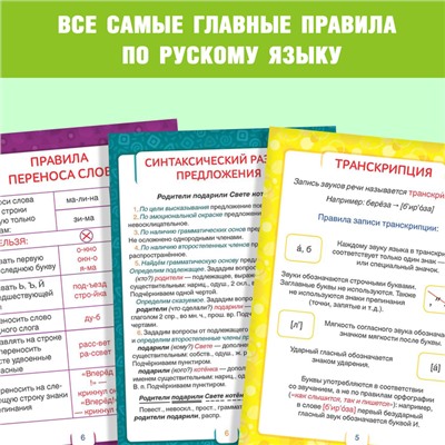 Шпаргалки по русскому языку набор «Для начальной школы», 6 шт.