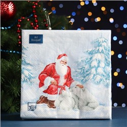 Салфетки бумажные "Art Bouquet" Дед Мороз и медведи, 3 слоя, 33x33, 20 листов