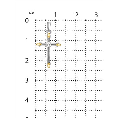 Подвеска из серебра с фианитом и золочением родированная