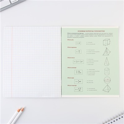 Тетрадь предметная 48 листов, А5, МИЛЫЕ ПИТОМЦЫ, со справочными материалами «1 сентября: Геометрия», обложка мелованный картон 230 гр., внутренний блок в клетку 80 гр., белизна 96%,блок №1.