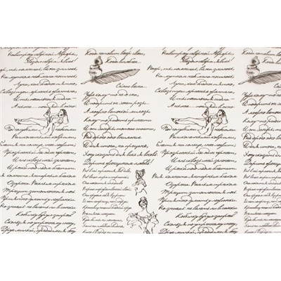 Пленка упаковочная прозрачная с рисунком для цветов и подарков в рулоне 70 см Пушкинские строки черный 62051ч