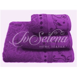 Набор махровых полотенец жаккард 3 шт фиолетовый