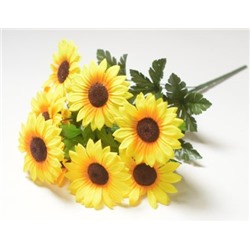 Искусственные цветы, Ветка в букете подсолнух 9 голов (1010237) желтый