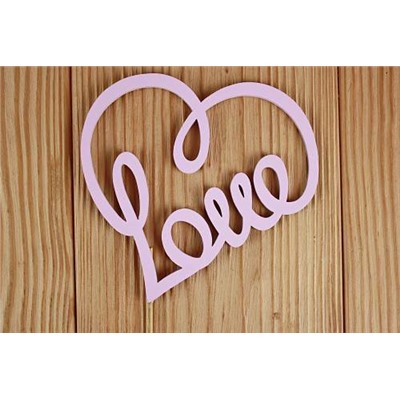 Топпер деревянный Love сердечком (10.5*30) Розовый 152462