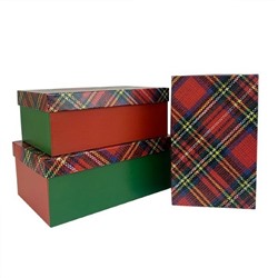 Набор подарочных коробок 3 в 1 прямоугольник 23*16*9.5 см Тартан 530424