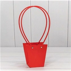 Пакет подарочный ваза для цветов 12.5*12*8 см Красный 440778к