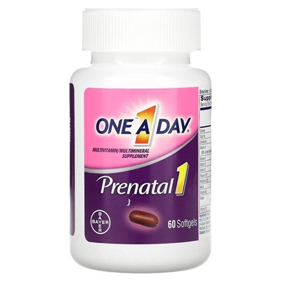 One-A-Day Prenatal 1 with Folic Acid, DHA & Iron, 60 Softgels