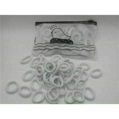 Резинка для волос (100 шт) в пакете зип-лок белые 12593-4