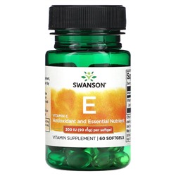 Swanson Vitamin E, 90 mg (200 IU), 60 Softgels