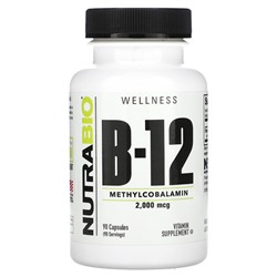 NutraBio Vitamin B-12, 2,000 mcg, 90 Capsules