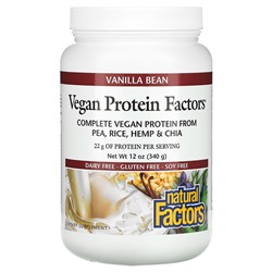 Natural Factors Vegan Protein Factors, Vanilla Bean, 12 oz (340 g)
