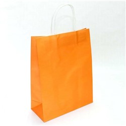Подарочный крафт пакет с бумажной ручкой 15*21*8 см Оранжевый 12 шт/уп 530245