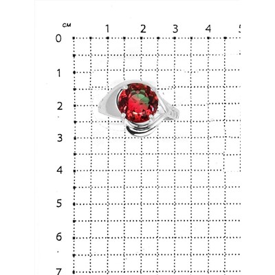Кольцо из серебра с плавленым кварцем цвета арбузный турмалин родированное