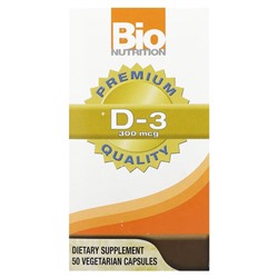 Bio Nutrition D-3 , 300 mcg , 50 Vegetarian Capsules
