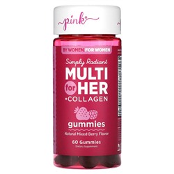 Pink Simply Radiant Multi For Her + Collagen, Mixed Berry, 60 Gummies
