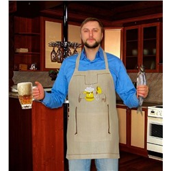 Фартук мужской с вышивкой модель ЛП 17-10 "Пиво" лен 100%