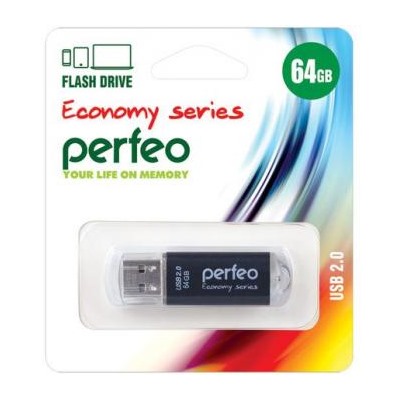 USB-флеш-накопитель PERFEO 64GB E01 Black economy series Perfeo {Китай}