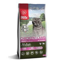 БЛИЦ Holistic корм ADULT CAT CHICKEN & LAMB низкозерновой корм для кошек Курица&Ягненок 400г АГ