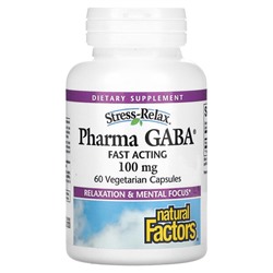 Natural Factors Stress Relax, Pharma GABA, 100 mg, 60 Vegetarian Capsules