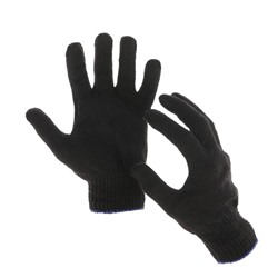 Перчатки, х/б, вязка 10 класс, 4 нити, размер 9, без покрытия, чёрные