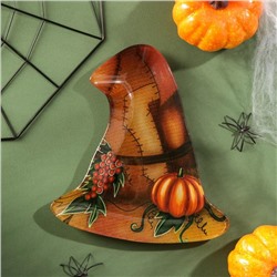 Блюдо стеклянное сервировочное Доляна «Хэллоуин. Шляпа», 19,8×18,1×1,7 см