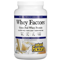 Natural Factors Whey Factors, Grass Fed Whey Protein, Natural French Vanilla Flavor, 2 lb (907 g)