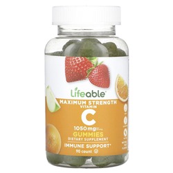 Lifeable Vitamin C Gummies, Maximum Strength, Natural Fruit, 350 mg, 90 Gummies