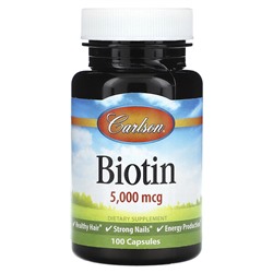 Carlson Biotin, 5,000 mcg, 100 Capsules