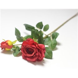 Искусственные цветы, Ветка розы 1 голова и 1 бут. (1010237)