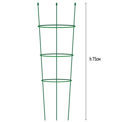 Опора для растений, 3 кольца, h = 75 см, d = 24-22-20 см, металл