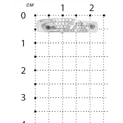 Кольцо из серебра с фианитами родированное