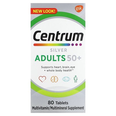 Centrum Silver, Adults 50+, 80 Tablets