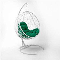 Подвесное кресло КОКОН «Капля» зелёная подушка, стойка