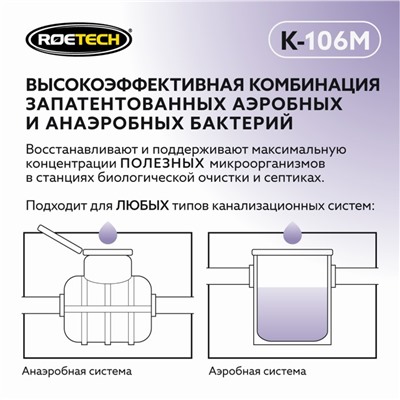 Средство для обслуживания септиков и станций биологической очистки Roetech 106М, 50 г