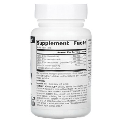 Source Naturals Vitamin K2 Advantage, 2,200 mcg, 120 Tablets