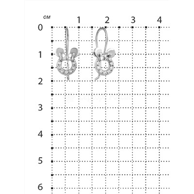 Серьги детские из серебра с фианитами родированные 925 пробы 5026р200