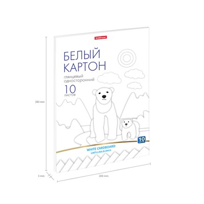 Картон белый А4, 10 листов, мелованный односторонний, 170 г/м2, ErichKrause, глянцевый, на склейке, схема поделки