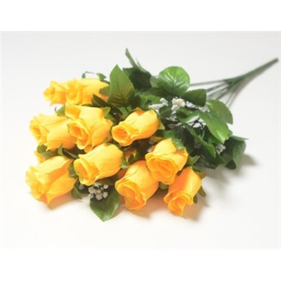 Искусственные цветы, Ветка в букете бутон розы 13 голов (1010237)