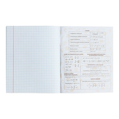 Тетрадь предметная Calligrata TOP "Школьный стиль", 48 листов в клетку Алгебра, со справочным материалом, пластиковая обложка, блок офсет