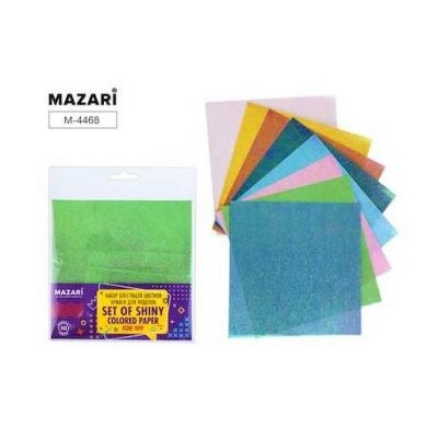Набор цветной бумаги блестящей цветной 15х15 см 10л M-4468 Mazari {Китай}