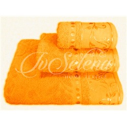 Набор махровых полотенец жаккард 3 шт апельсиновый