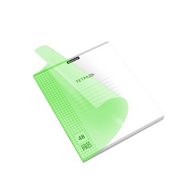 Тетрадь 48 листов в клетку, ErichKrause "Классика CoverPrо Neon", пластиковая обложка, блок офсет 100% белизна, зелёная