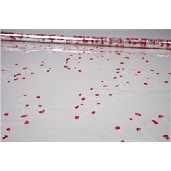 Пленка упаковочная прозрачная с рисунком для цветов и подарков в рулоне Гипсофила 70 см Бело-красный