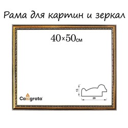 Рама для картин (зеркал) 40 х 50 х 2,8 см, пластиковая, Calligrata 6448, золото